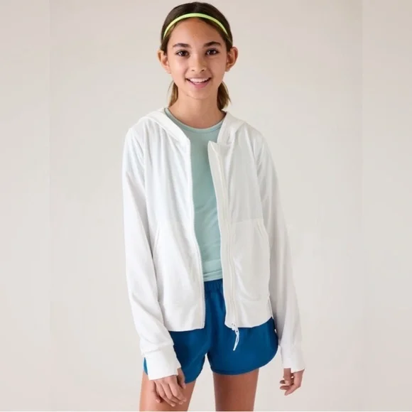 NWOT Sold Out Athleta Girl Long Sleeve Serve UPF White Jacket Size:7 - Picture 8 of 16